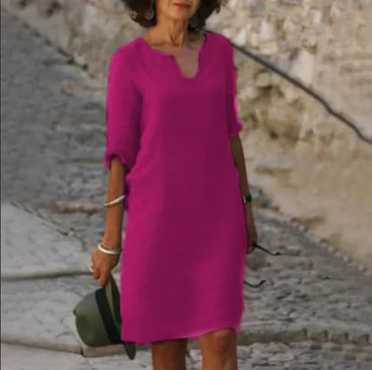 Lina – Γυναικείο φόρεμα με V-λαιμόκοψη και 3/4 μανίκια