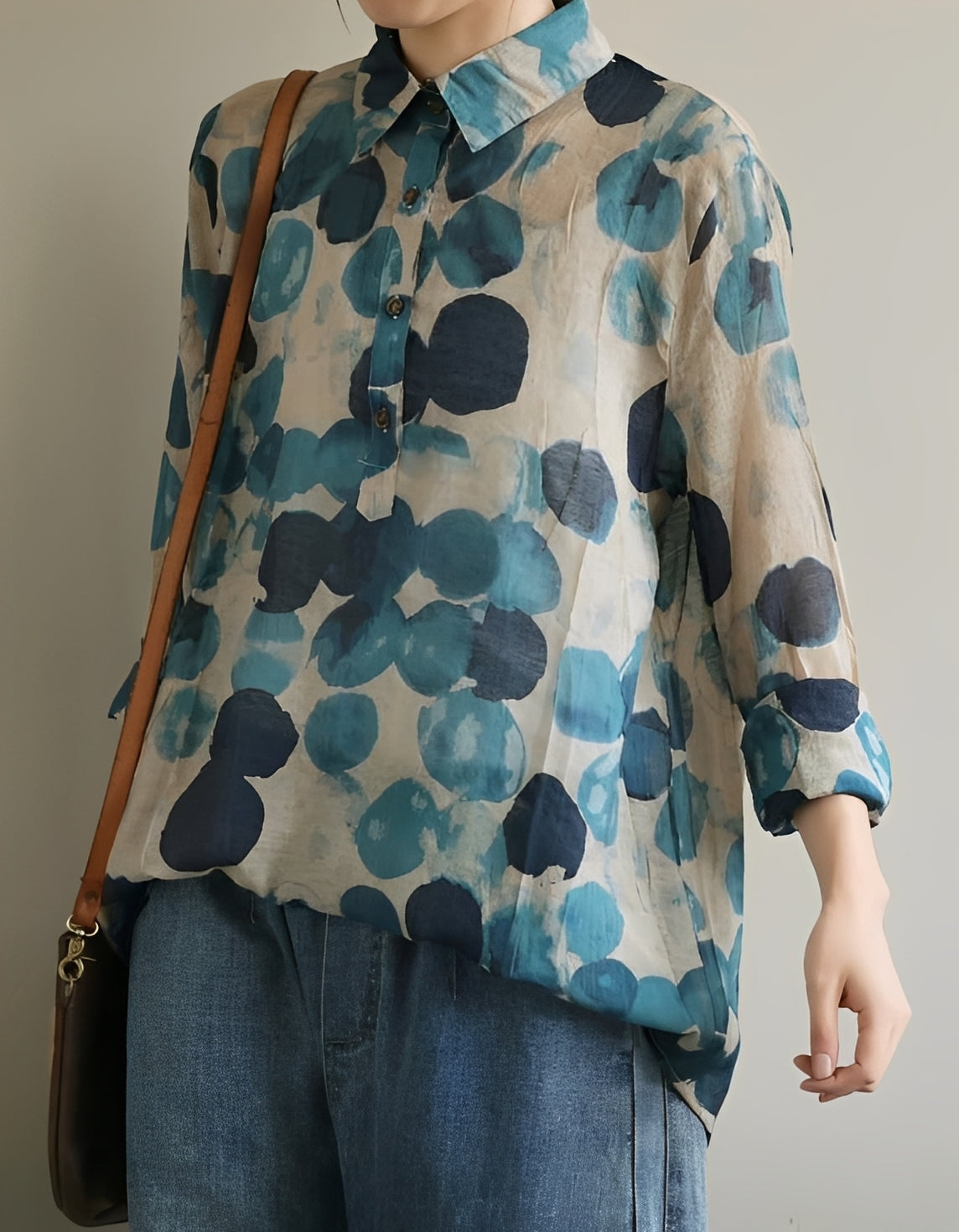 Jodie - Women's chic blouses with polka dot collars