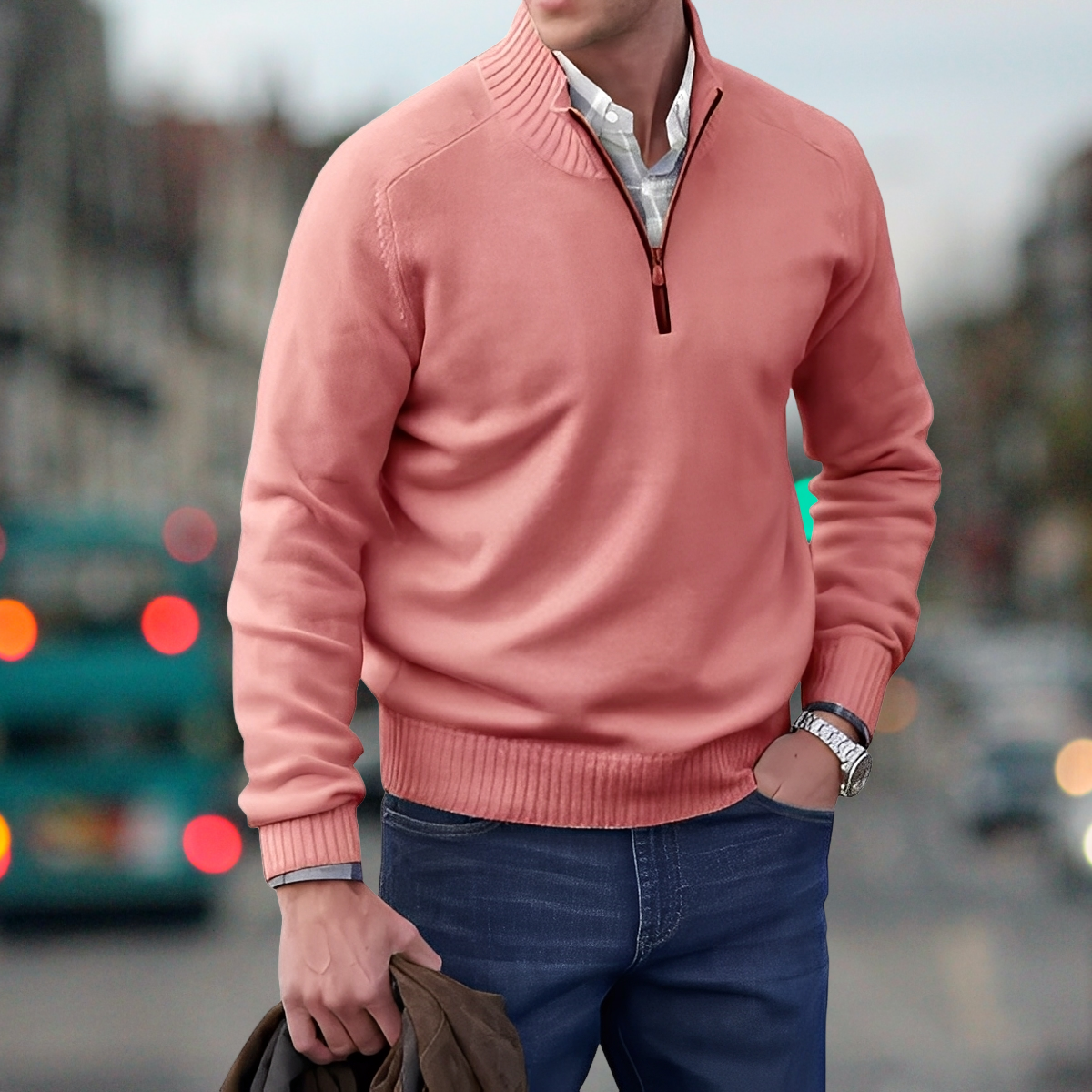 Adrian – sweter z zamkiem błyskawicznym