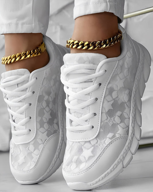 Elisabeth - Comfortable, breathable sneakers with flower pattern for women