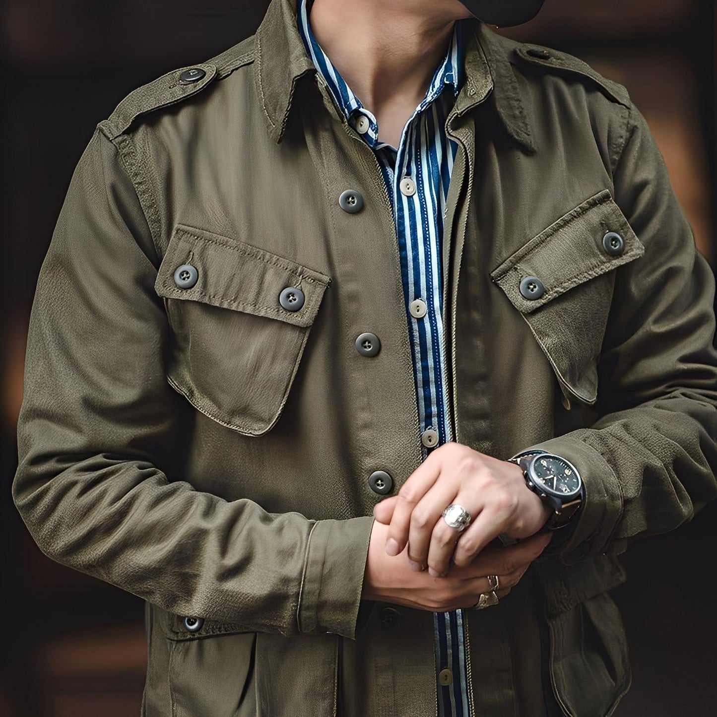 Arnold - Classic washed jacket with pockets for men