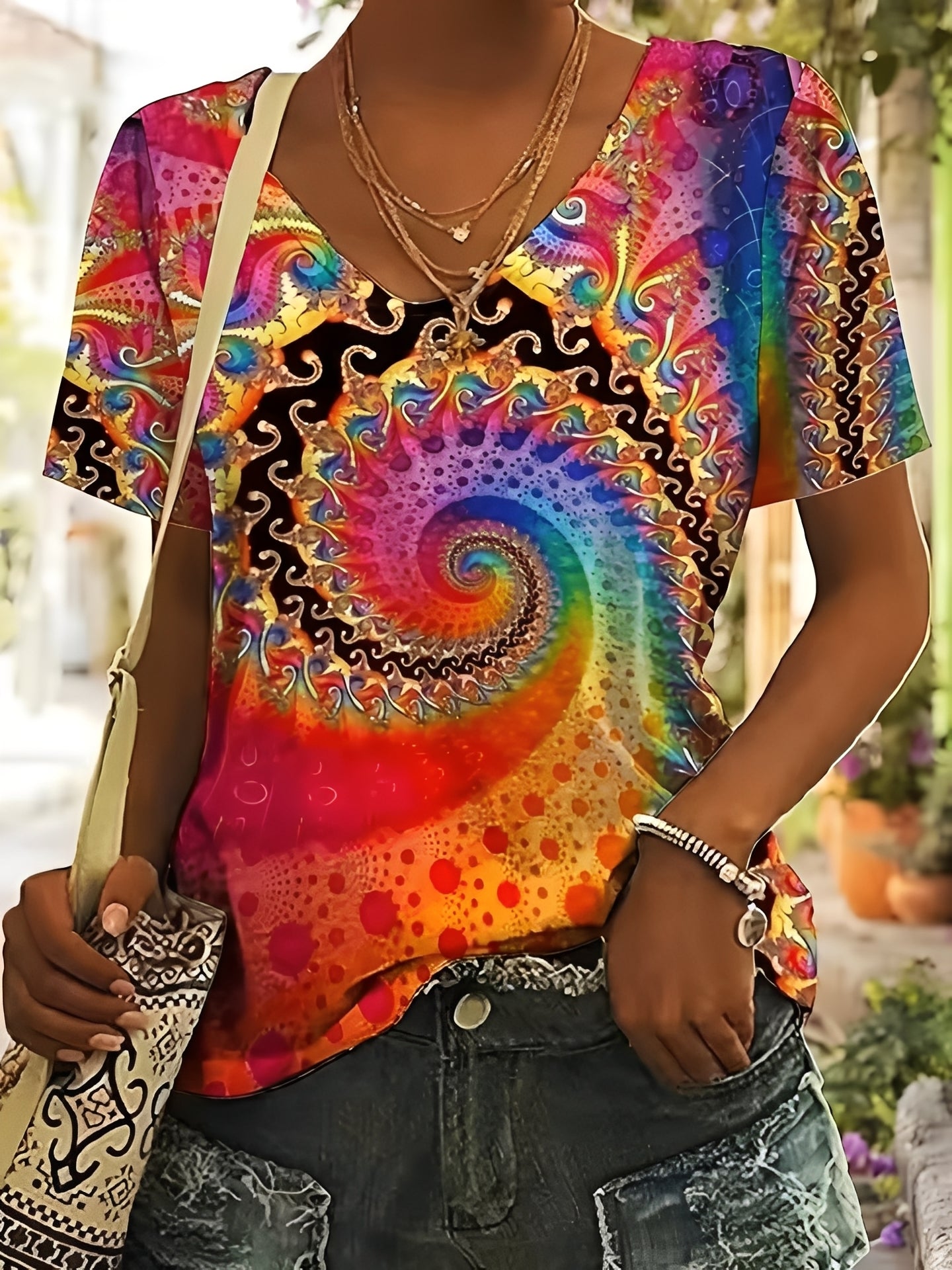 Rachael - Stylish top with V-neck for women