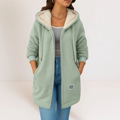 Colene - Loose, warm fleece jacket with hood for women