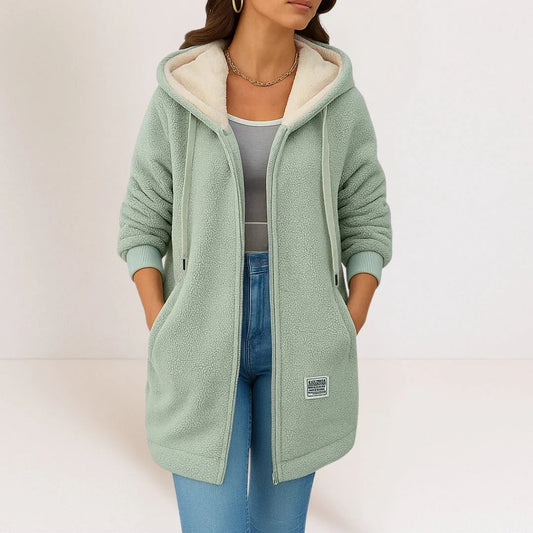 Colene - Loose, warm fleece jacket with hood for women