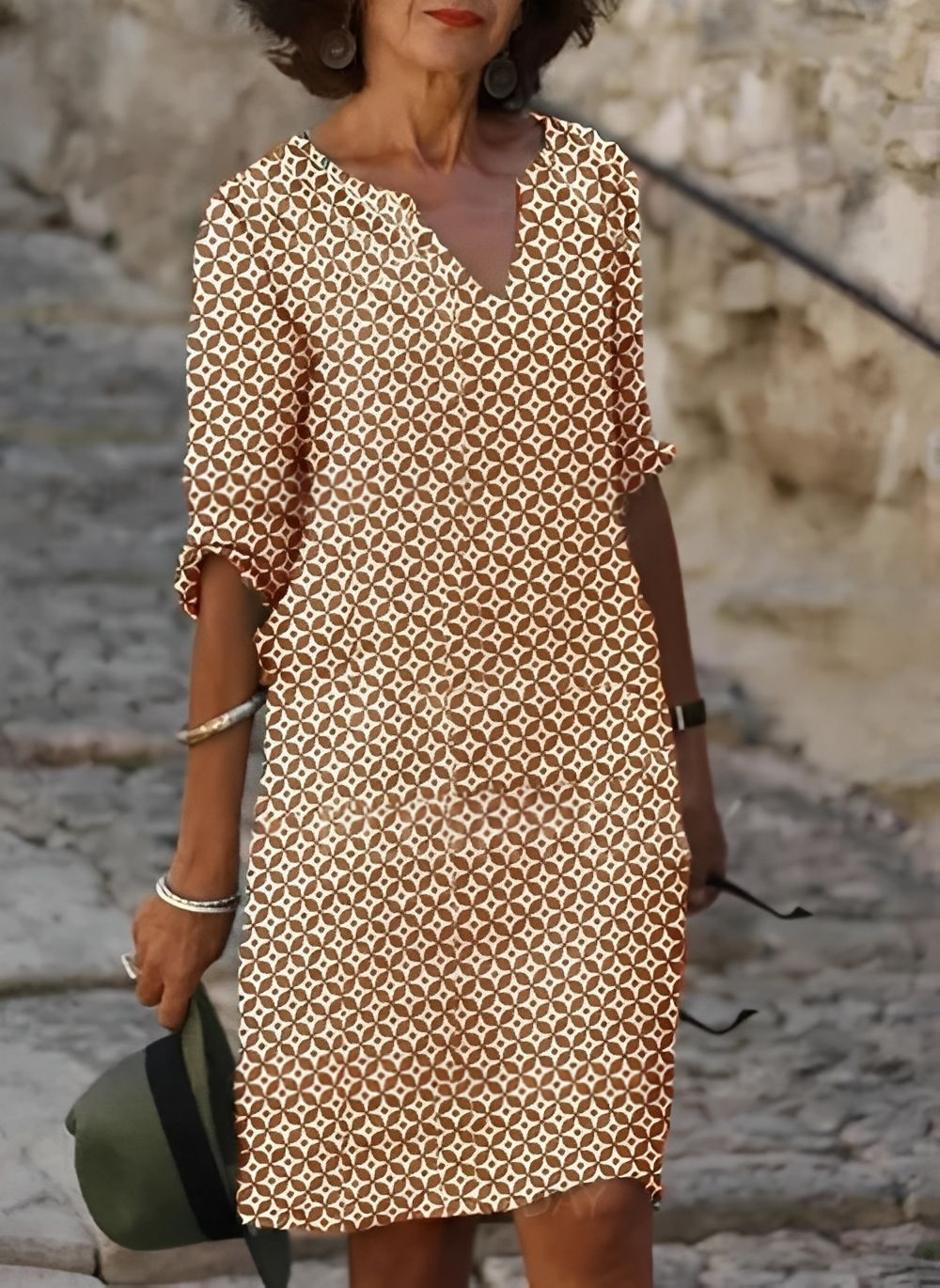 Kristina - Stylish midi dress with half-length sleeves for women