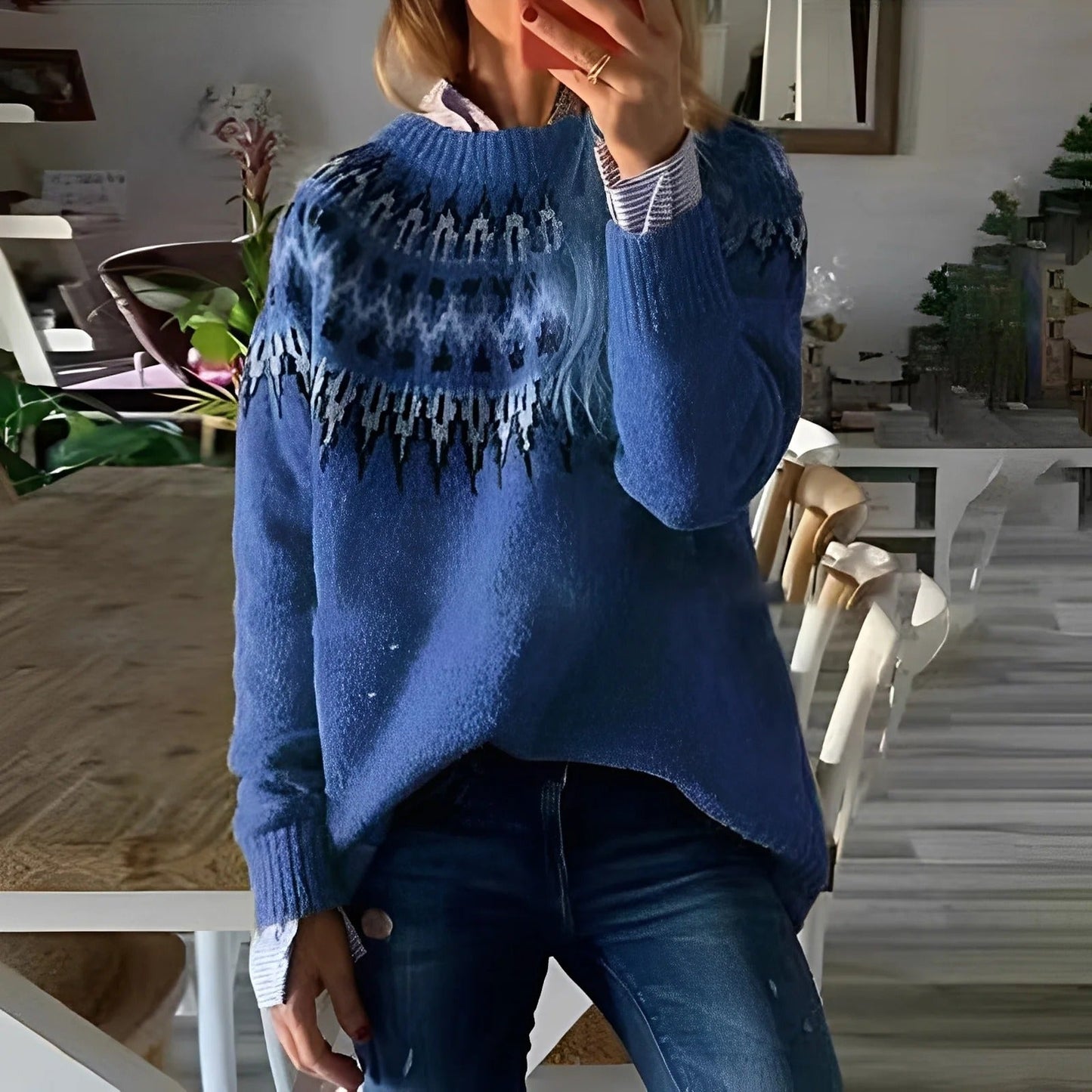 Arline - Jacquard-Pullover σε ελληνικό στυλ για γυναίκες