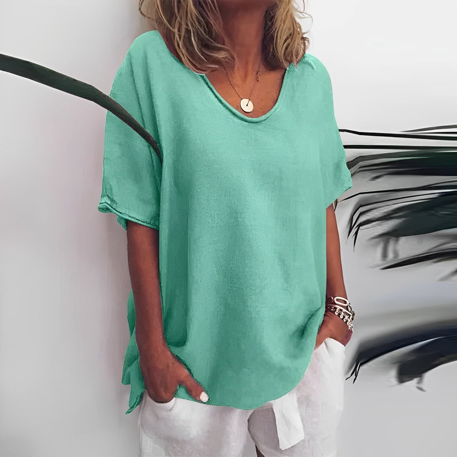 Lena – Classic Blouse with Short Sleeves for women