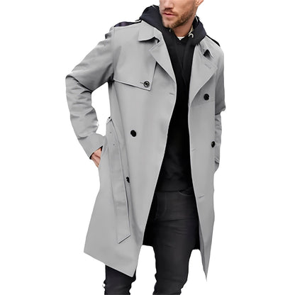 Jaycob - Trench-coat long polyvalent à double rangée pour hommes