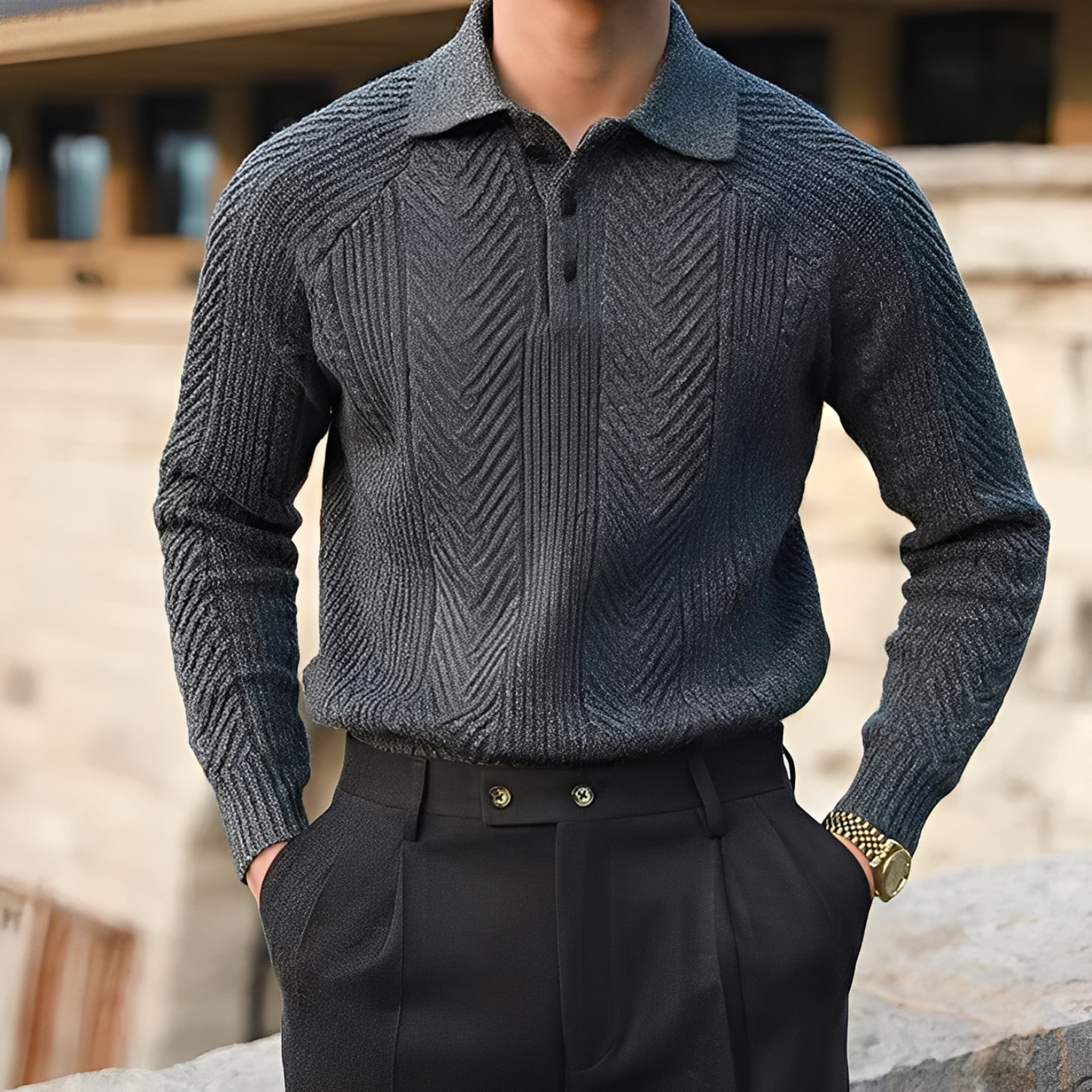 Darius – Πλεκτό Πουλόβερ με Μακριά Μανίκια