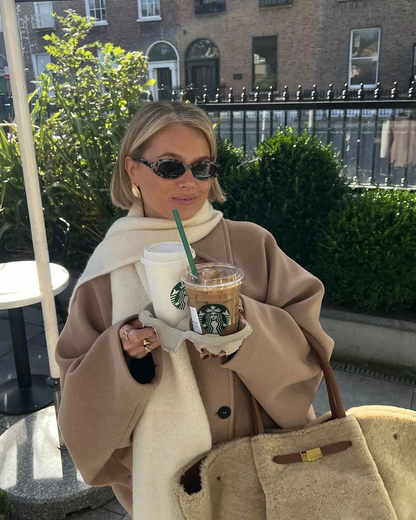 Elena – Παλτό Oversize σε Ανάμεικτη Μαλλί Διπλό Στήθος