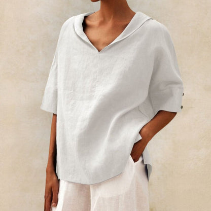 Lena - Linen blouse for women with V-neck