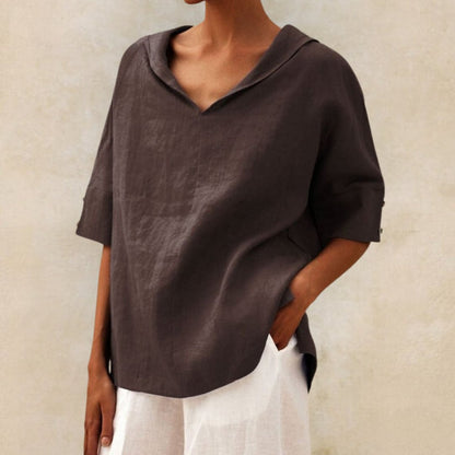 Lena - Linen blouse for women with V-neck