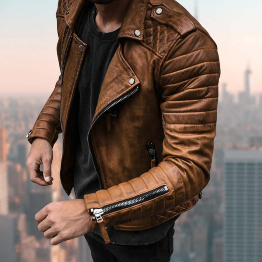 Lucas - Men's Leather Biker Jacket Stylish
