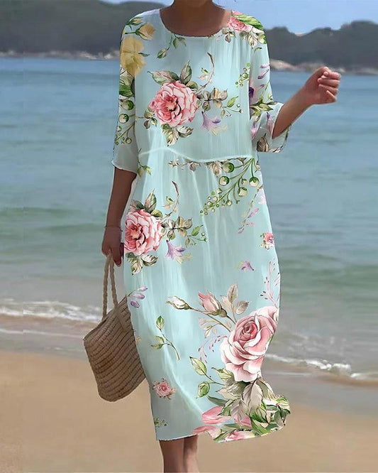 Miranda - Elegant floral dress with abdomen cover