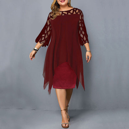 Elinor - Stylish mid-length dress in plus size for women