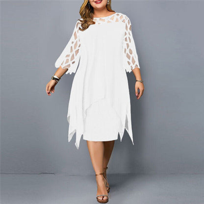 Elinor - Stylish mid-length dress in plus size for women