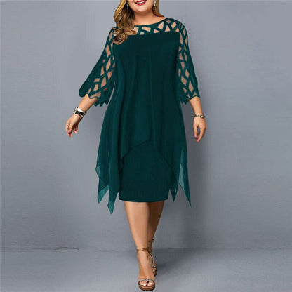 Elinor - Stylish mid-length dress in plus size for women