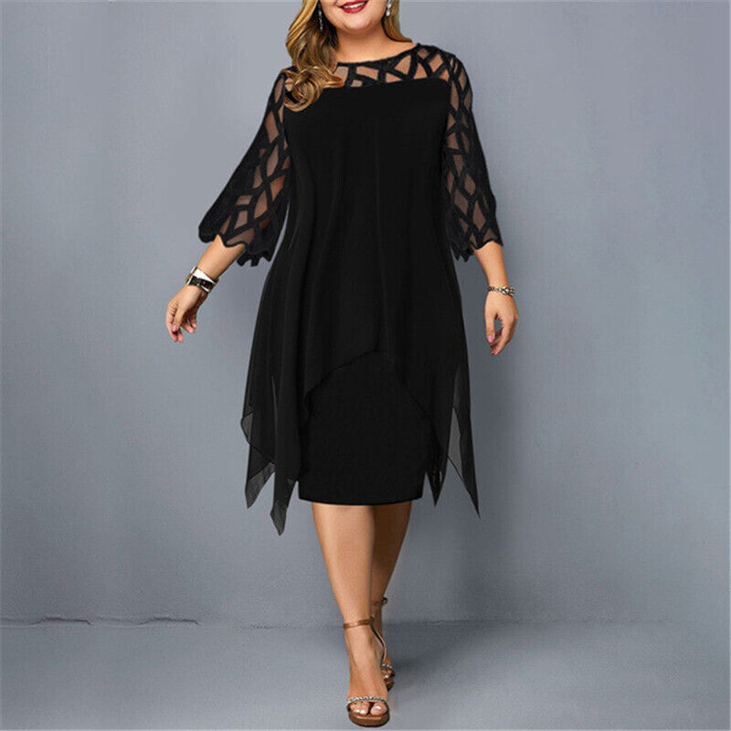 Elinor - Stylish mid-length dress in plus size for women