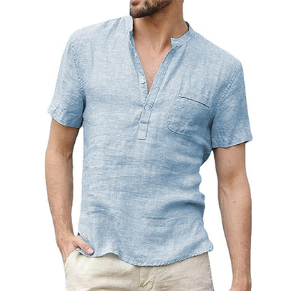 Korbin - Men's Short Sleeve Linen Shirt with a Loose Fit